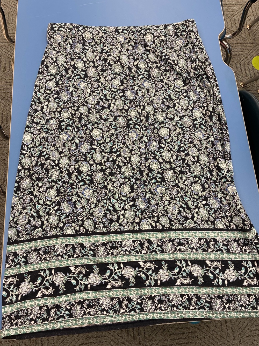 J. Jill Black Floral Swim Sarong with White and Light Green Accents